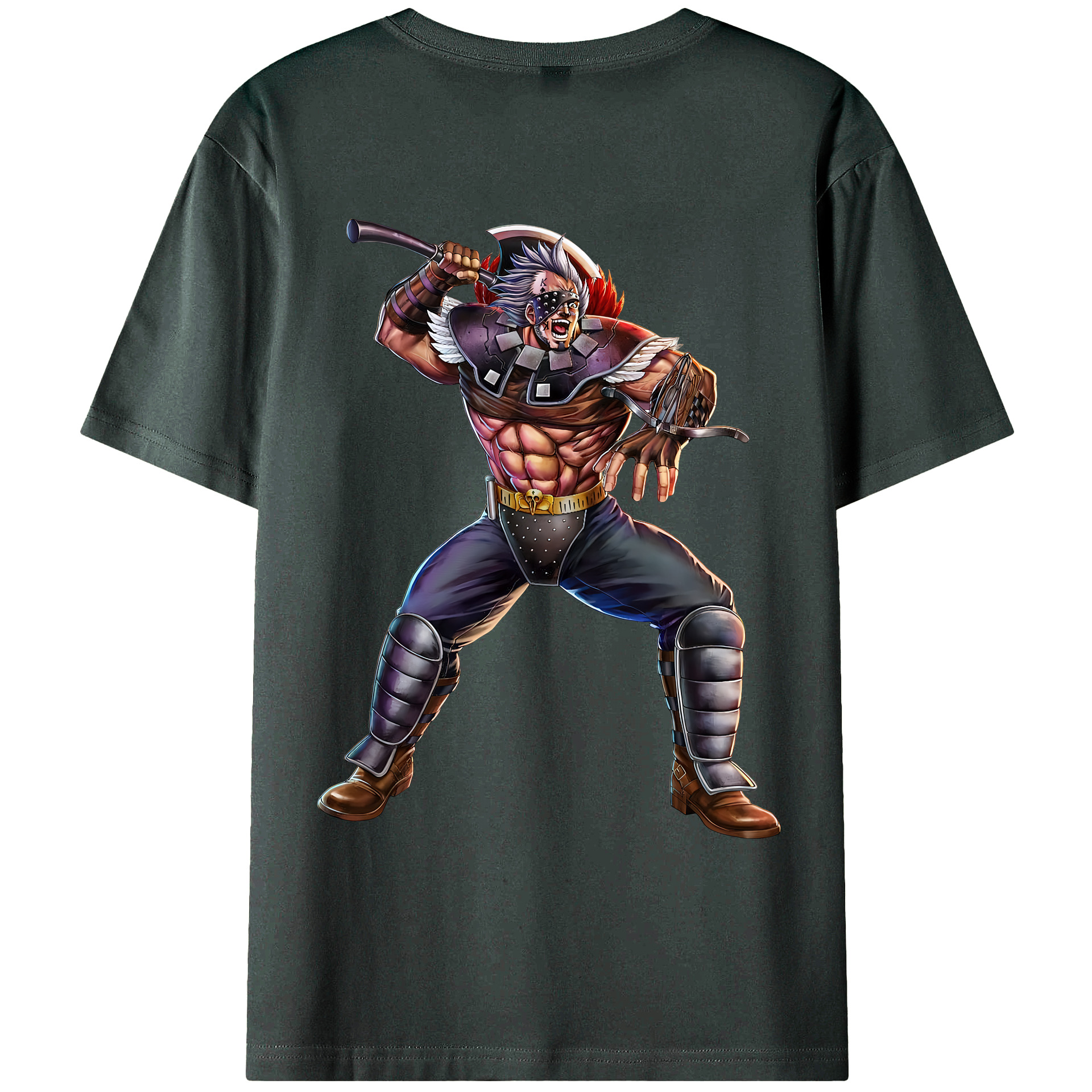 （画像用） 北斗の拳 Fist of the North Star 綿100％ メンズ半袖Tシャツ（バックプリント） 通気性